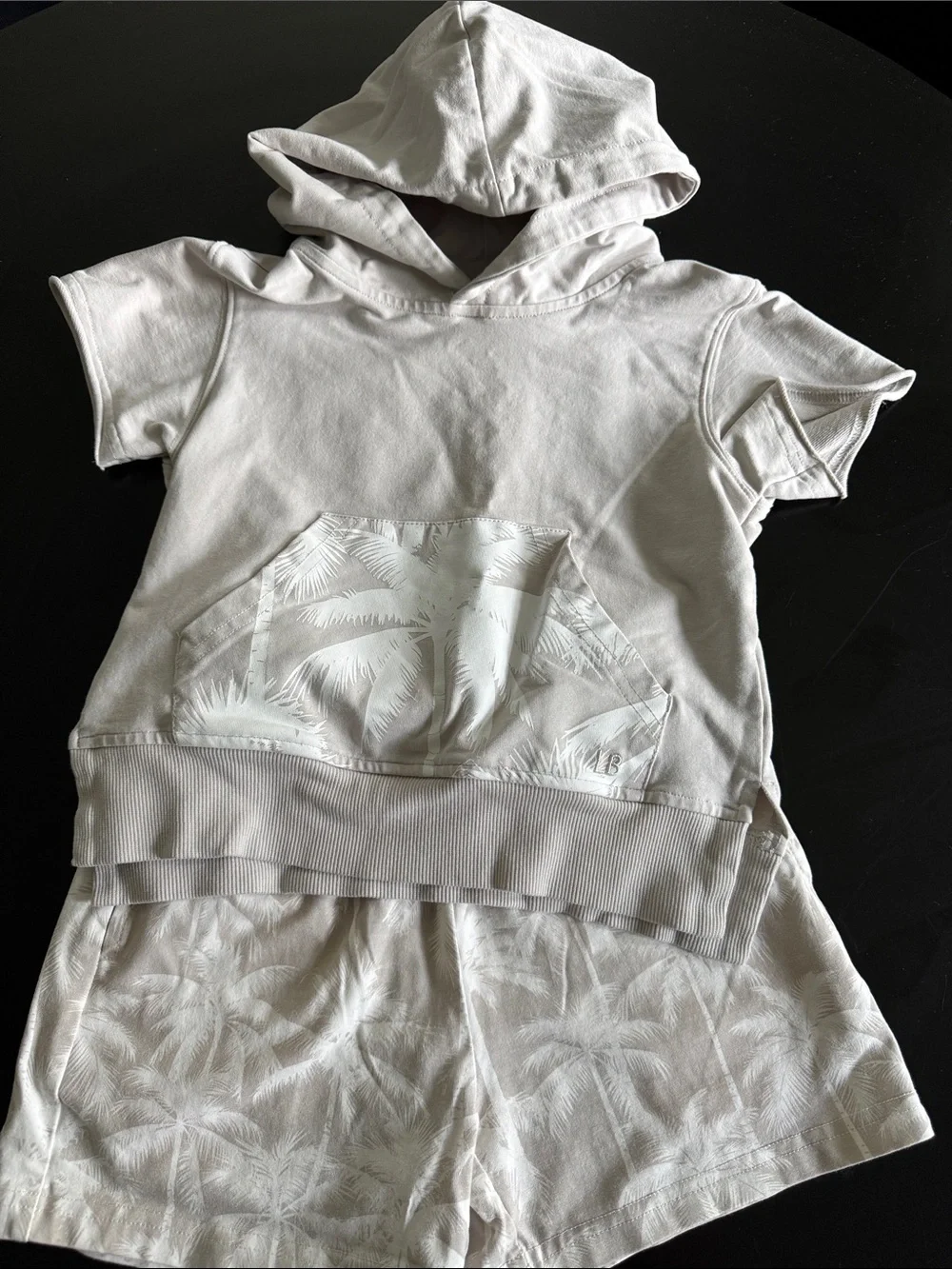 Little Bipsy Cream Palm Print Hooded Short Set